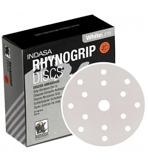 INDASA 39234 RHYNOGRIP WHITE LINE 15 HOLE GRIP SANDING DISCS 150MM PK50 - P120